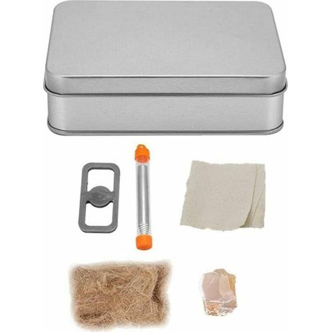 Steel Flint,English Flint and Fire Steel Starter Kit Tools with Tin Box Hinged fire Striker outdoor camping (1/5)