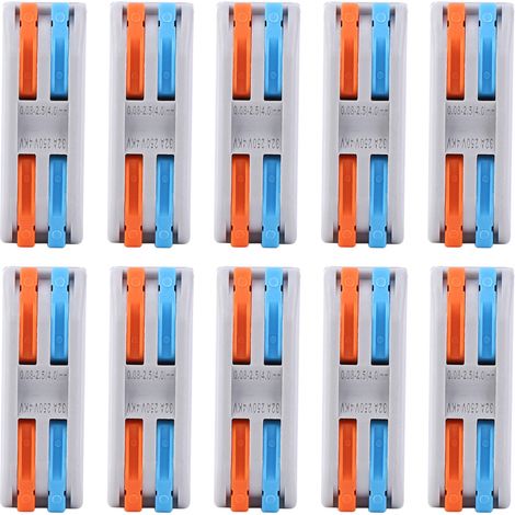 10PCS Bloc de Bornes Rapides PCT2-2 à Clip, Connecteur Fil Couleur 2-en-2-sort pour Câblage Électrique (1/5)