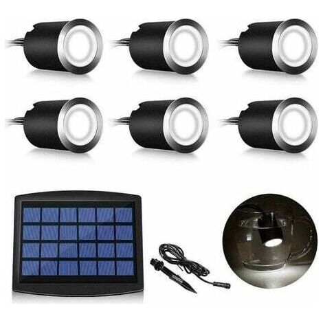 Lot de 6 mini spots LED solaires encastrables au sol, 3 W, pour éclairage extérieur encastré au sol, antirouille. (1/5)