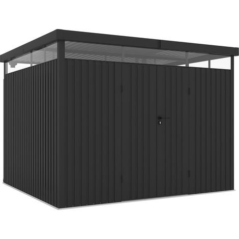 Wasabi – Abri De Jardin Extérieur En Métal 7,66m² Quarz – Épaisseur Robuste 0,40mm – Lampe Incluse – Fermeture À Clé – Lumière 360º – Toit Plat – Cabane De Rangement Résistant – 296x259x218cm