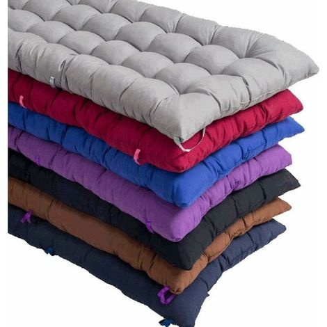 Coussin de banquette de jardin en coton rectangulaire, 8 cm d'épaisseur, gris, pour banc 2 ou 3 places (1/4)