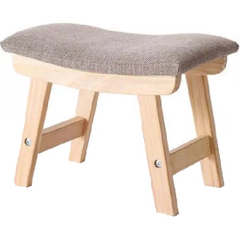 Tabouret Pied Bois avec Coussin en Sponge 38.5 x 29 x 24.5cm - Structure Stable Charge 150KG - Usage Salon Cuisine Salle de Bain - Coloris Bois Khaki (1/5)