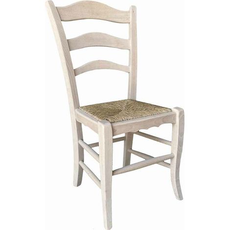 Silla de madera Montanara para pintar con asiento de paja