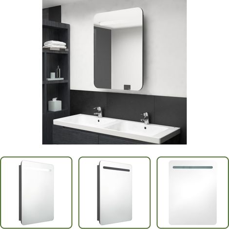 vidaXL Miroir LED -  Armoire de salle de bain à miroir LED gris 60x11x80 cm (1/5)