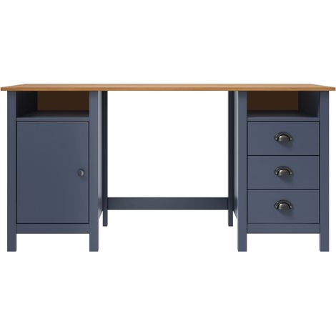 vidaXL Schreibtisch Hill Grau 150x50x74 cm Massivholz Kiefer