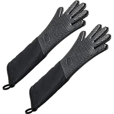 Gant de cuisine professionnel extra long en silicone, gant de cuisine résistant à la chaleur avec intérieur en coton pour K (1/5)