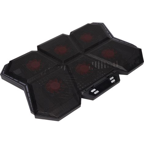 Refroidisseur pour ordinateur portable : 6 ventilateurs silencieux haute vitesse réglables (2 600 tr/min), 12 modes RGB et écran LED pour ordinateurs portables de 12 à 17 pouces. (1/5)