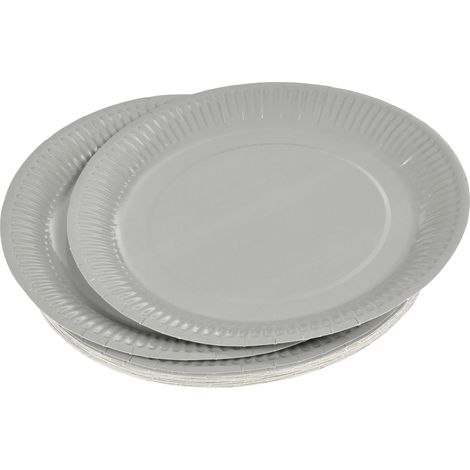 Set de 20 assiettes carton 23 cm Unies gris