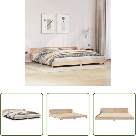 Bois de pin -  Cadre de lit sans matelas 200x200 cm bois massif de pin (1/5)