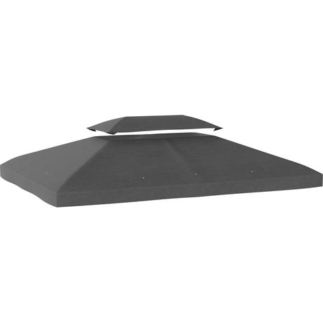 Store banne de remplacement 4 x 3 m avec double toit, trous de drainage et protection UV. Store banne seul. Armature non incluse. Gris. (1/5)