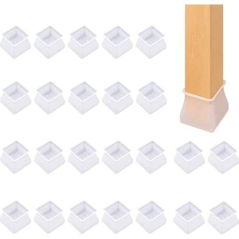 24 Pieces Silicone Chair Leg Protectors for Chair Tips, Foot Cover, Square Table Leg, Prevent Scratches, Noise and Damage, Durable and Soft, Square Chair Leg Protector
