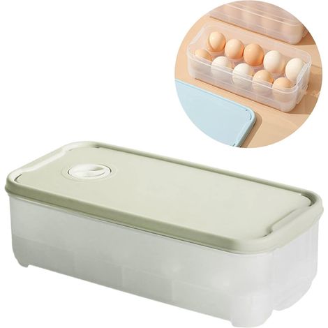 Boîte De Rangement Pour Œufs - Boîte En Plastique Pour Réfrigérateur - Capacité 10 Œufs - Vert Clair - 1 Pièce (1/4)