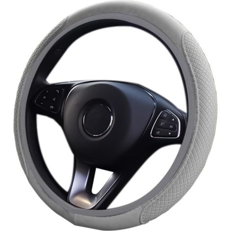 Housse de volant universelle, simili cuir et microfibre, 38 cm (gris) (1/5)