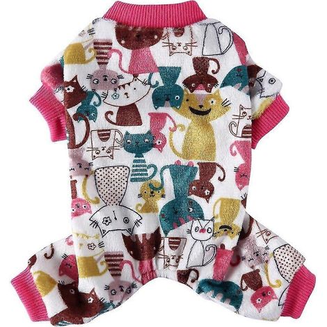 Hundepyjama Winter Hundekleidung Bedruckter warmer Overall Mantel für kleine Hunde Welpen Hund Katze Chihuahua Pomeranian Kleidung Overalls 19 (1/5)