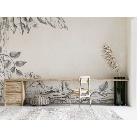 Papier peint nature - frise de fleurs sauvages dessinées - 150 x 250 cm (1/2)