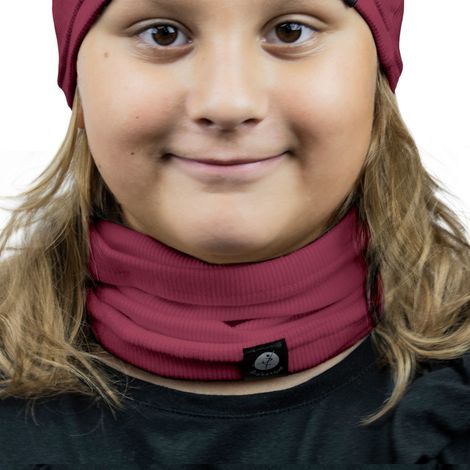 Écharpe tube enfant en coton amarante, taille 1W M01, coloris amarante, 46/52 (1/4)