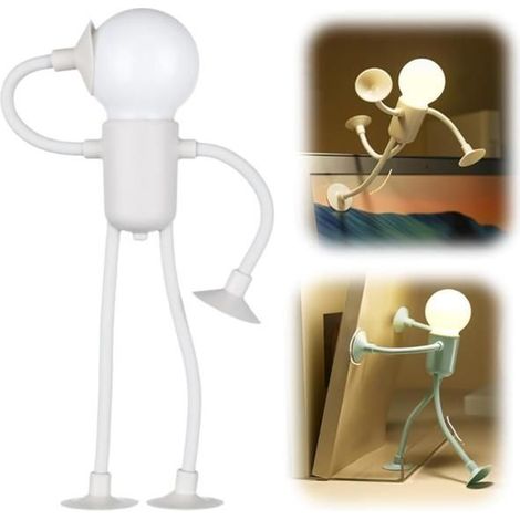 Bewegliche, lustige Sport-Nachtlampe, DIY-modular, süße Glühbirne für Zuhause, klappbare Schreibtischlampe (Weiß)