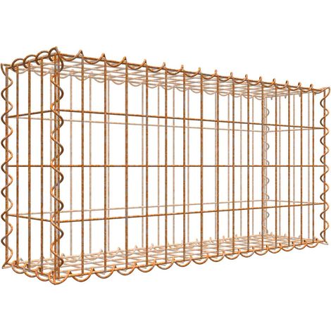 Gabiondeco - Gabion aspect rouille 80 cm x 40 cm x 20 cm (L x H x P). taille des mailles 5 x 10 cm. formation de rouille naturelle en cours - Made in Germany (1/3)