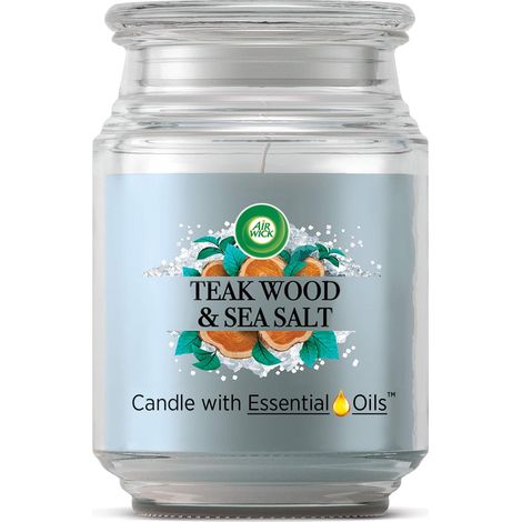 Bougie Parfumée aux Huiles Essentielles Bois de Teck/Sel Marin - Jusqu’à 85h de Combustion (1/5)