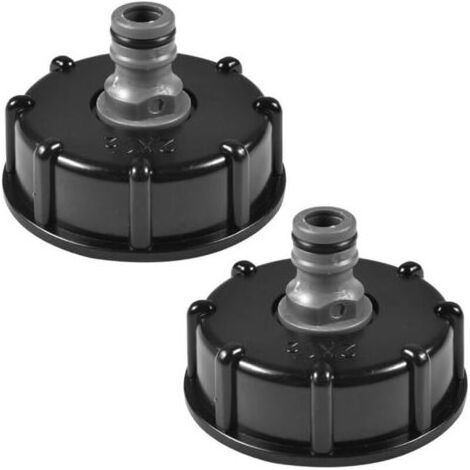 Bouchon pour réservoir d'eau, Adaptateur pour cuve IBC, Raccord S60x6, Trou fileté 1/2 pouce, Compatible avec tuyau d'arrosage et récupérateur d'eau de pluie – (1/4)
