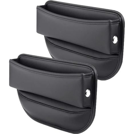 (2 pièces A) Sac de rangement multifonction pour l'espace entre les sièges de voiture, avec porte-gobelet, en cuir PU, boîte de rangement pour les recoins intérieurs. (1/5)
