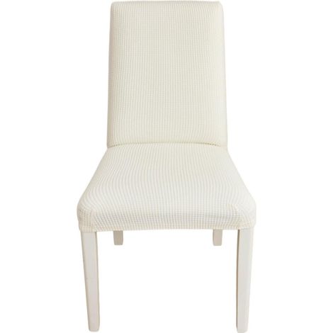 Stuhlhussen 6er Set, elastische Jacquard-Spannbezüge für Bankett, Hochzeit, Party, milchweiß (1/5)