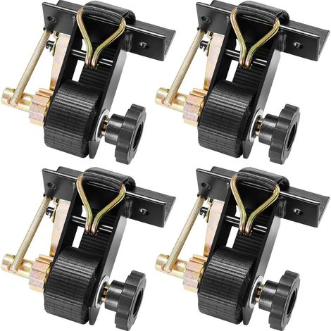 VEVOR Correas de Trinquete, para Portaequipajes de Escalera, 38 mm x 2,25 m, Montaje en Tubo Cuadrado Negro, con Ganchos Dobles en J, Capacidad de Carga de 226,8 kg, con Hebilla de Carga, 4 uds (1/5)