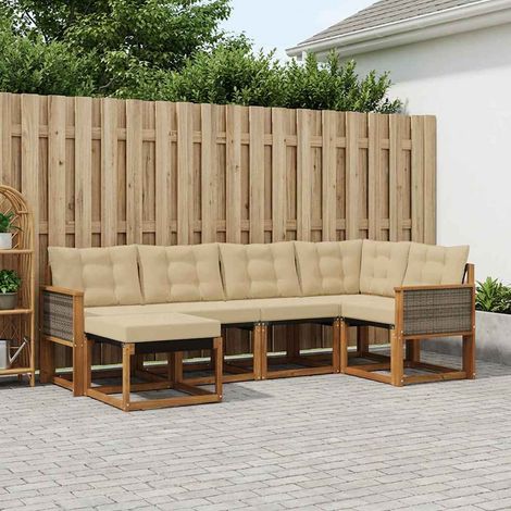 vidaXL Outdoor-Sofagarnitur mit Kissen 6 pcs Natur und Beige (1/5)