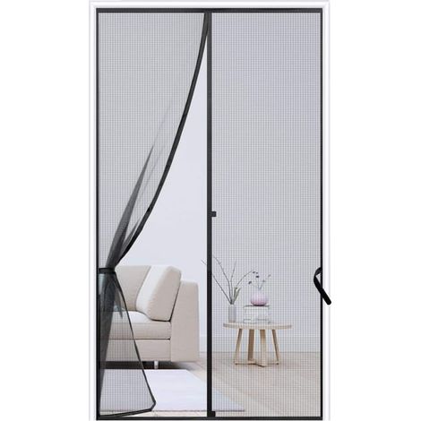 Moustiquaire magnétique pour porte avec aimants puissants et embrasses, 90 cm x 210 cm - Noir (SKU produit : 95824098 SKU Offre : leha25.4.23-12) (1/5)