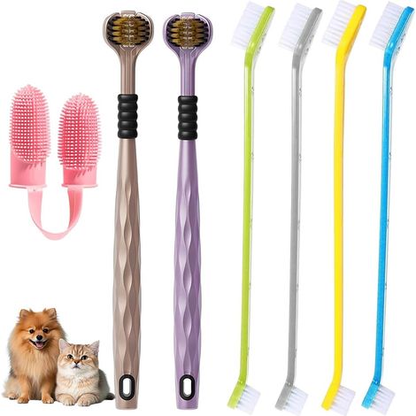 7Pcs Brosses à Dent pour Chien, de Doubles Tête, Doigts, Kit de Nettoyage Dentaire pour Pet,Élimine la Plaque Dentaire,Chien Accessoires,pour Petits, Moyens et Grands (1/5)