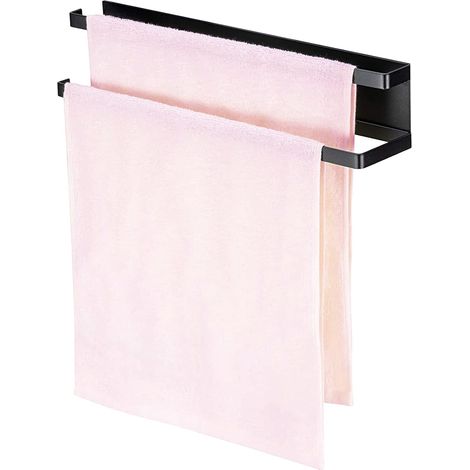 Moderner, schwarzer, multifunktionaler magnetischer Handtuchhalter für Kühlschrank, Tür, Backofen, Geschirrspüler und Spüle – kein Bohren erforderlich – Edelstahl (1/4)