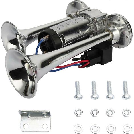 Klaxons pneumatiques pour camions et trains, 600 dB, double trompette, kit de klaxon électrique ultra-puissant avec compresseur (1/4)