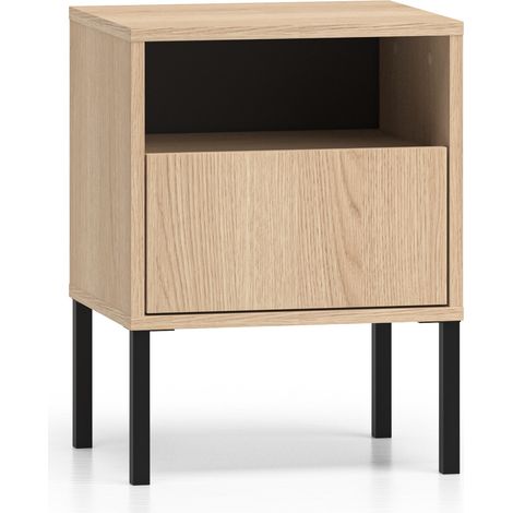 Selsey Barnee – Nachttisch 1 Schublade mit offenem Fach, Eichenholzoptik, 40 cm
