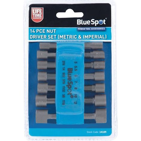 BlueSpot Tools Metric & Imperial Nut Driver Set, 14 Piece B/S14109 (1/3)