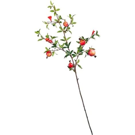 Branche de Fleur de Faux Grenadier 5 Fruits et 3 Fleurs Toucher Naturel Rouge Réaliste sans Odeur pour Décoration DIY et Mariage (1/5)