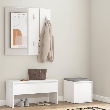 vidaXL Juego de muebles de recibidor madera contrachapada blanco (1/4)