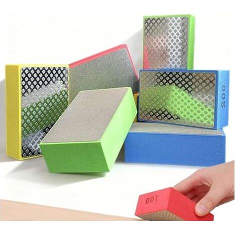 6 Pièces Tampons de Polissage à la Main en Diamant, Cale a Poncer Carrelage, Tampons de Polissage Diamant Manuels, Bloc de sable de diamant, pour le Ponçage, le Polissage et les Arêtes Vives (1/5)
