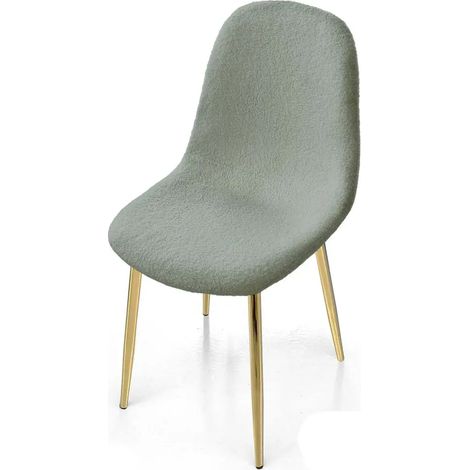 Set de 4 sillas tapizadas en tejido teddy verde 44x48x79