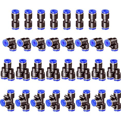 32 Raccords Rapides Pneumatiques, Connecteur 10mm Droit Coudé Y T, Pour Tuyau Air Comprimé Atelier (1/5)