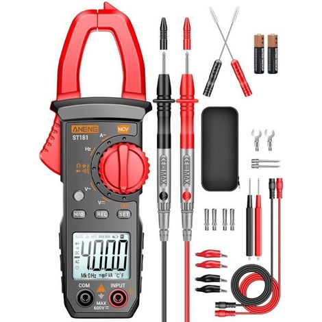 ANENG ST181 Multimeter, 4000 Counts TRMS Clamp Meter with Auto-Ranging AC/DC Voltage, AC Current, Resistance, Capacitance, Continuity, Non-Contact Voltage Detection, Diodes, and Power Tools (1/4)