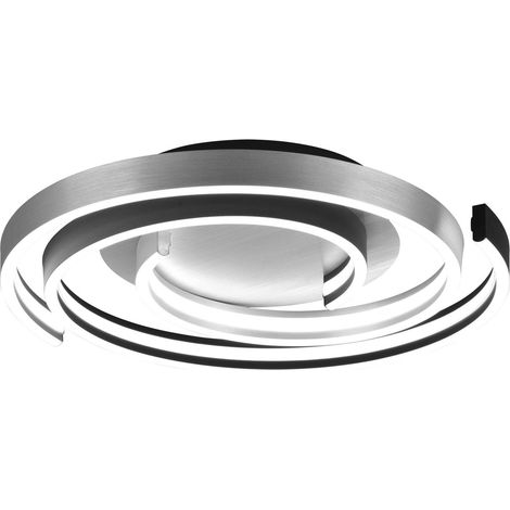 Plafoniera LED, metallo, alluminio spazzolato, D50 x H9 cm, Caya (1/5)