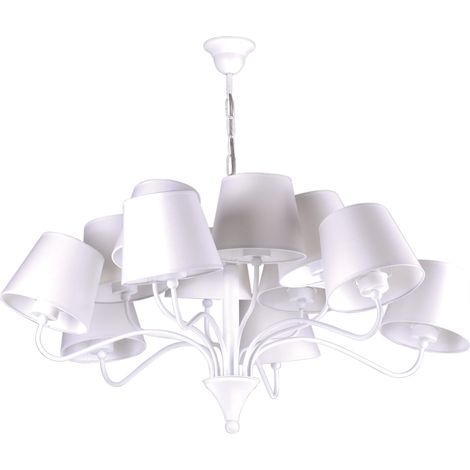 Grande suspension Kaja Siena Ø90 blanche 12xE27 tissu (1/2)