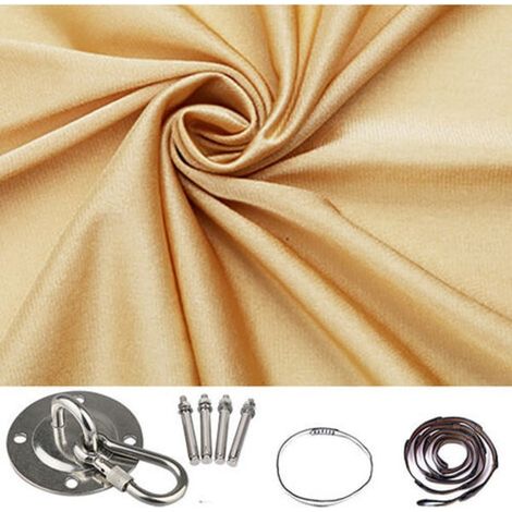 Hamac suspendu élastique pour enfant, intérieur/extérieur, 280x100 cm, doré, toile robuste, balançoire aérienne, hamac à langer, décoration chambre, hamac de repos, support inclus. (1/4)