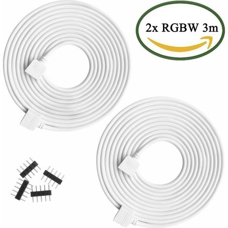 Câble d'extension blanc personnalisé de 1 mètre, RGBW 5 broches, avec connecteur LED