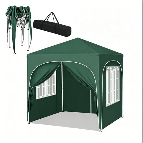 Pavillon de jardin 2x2 m avec toit anti-UV et structure métallique résistante, vert (1/5)
