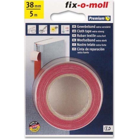FIX-0-MOLL - 5mt x 38mm - NASTRO ADESIVOTELATO EXTRA FORTE PER RIPARAZIONI - COLORE ROSSO