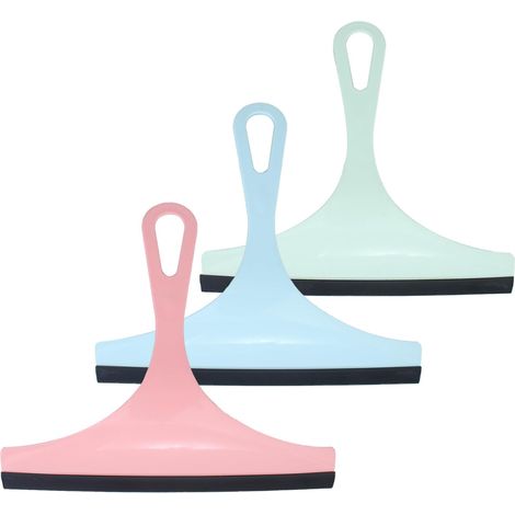 CSPARKV 3 Pcs Shower Squeegee, Window Squeegee, Bathroom Squeegee, for Bathroom, Glass Door, Mirror, Window, Tile, Floor (Blue + Green + Pink)