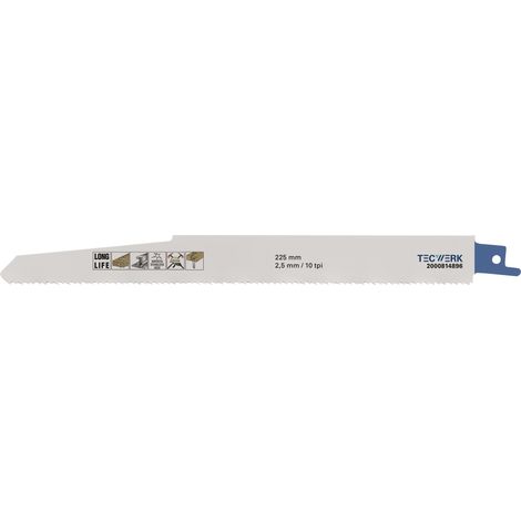 Lame de scie sabre L.225mm W.22mm TPI 10 2,5mm 3 pièces/carte TW (1/2)