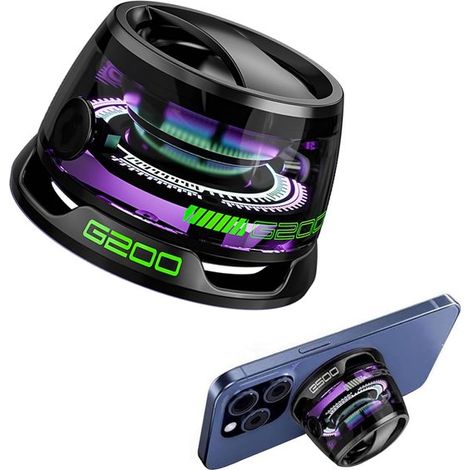 Adatto per iPhone, Android, accoppiamento TWS - Altoparlante Bluetooth magnetico, altoparlante portatile multifunzionale G200 con spettacolo di luci multicolore RGB - Effetto audio surround 3D, (nero) (1/5)
