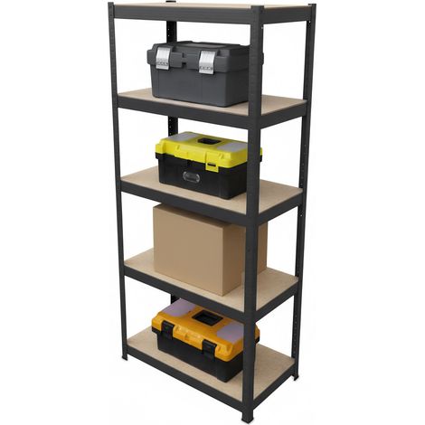 Estantería pesada Relaxdays, HxBxT 180x60x30 cm, 500 kg, 5 estantes, para sótano, montaje a presión, negra (1/5)